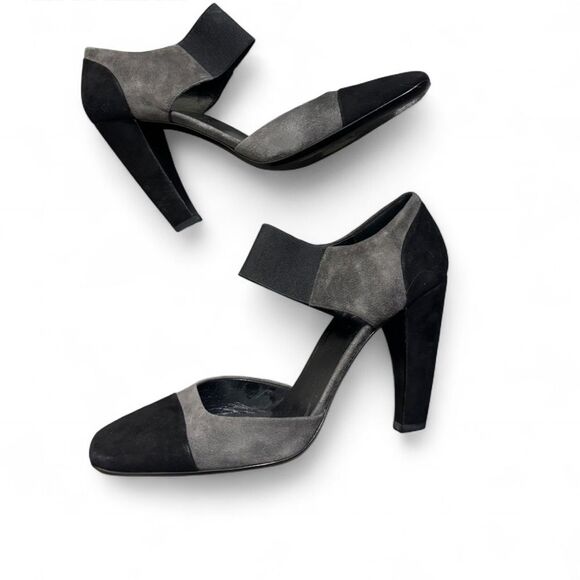 Prada Shoes - Prada Vintage Y2K Suede Colorblock Heels Black Gray
